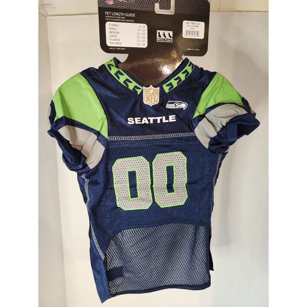 Pets First NFL Jersey for DOGS SEATTLE SEAHWAKS Size L NEW W/Tags